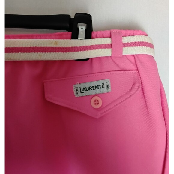 VINTAGE Laurente Pants Womens 42 Pink Elastic Waist Pull On w/ striped bel USA - Picture 10 of 10